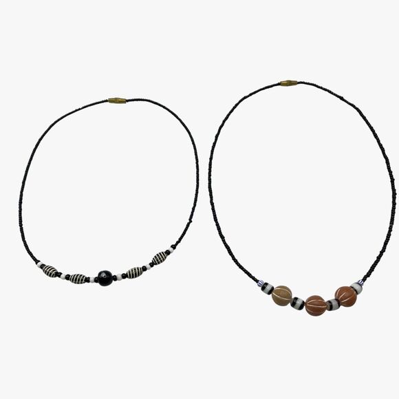 Vintage Seed Bead Necklaces Lot Black White Boho Hippie Southwestern Handmade - Picture 4 of 6